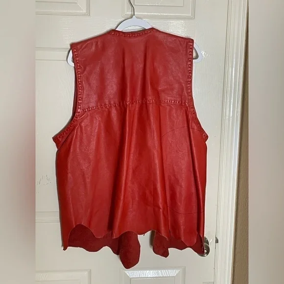 Handmade Leather(Cow hide) Leather Vest Leather Tie Straps 2XL​​​​​​​​​​​ - Picture 6 of 8